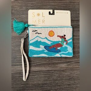 NWT Beaded Beach Surfer Zipper Pouch